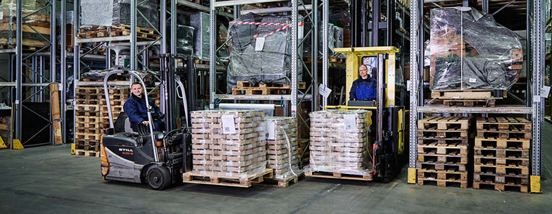 Lagermedarbejdere fra JD Logistik på vores lagerhotel